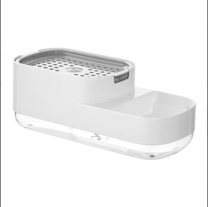 3-in-1 Stainless Steel Soap Dispenser with Sponge Holder & Towel Rack