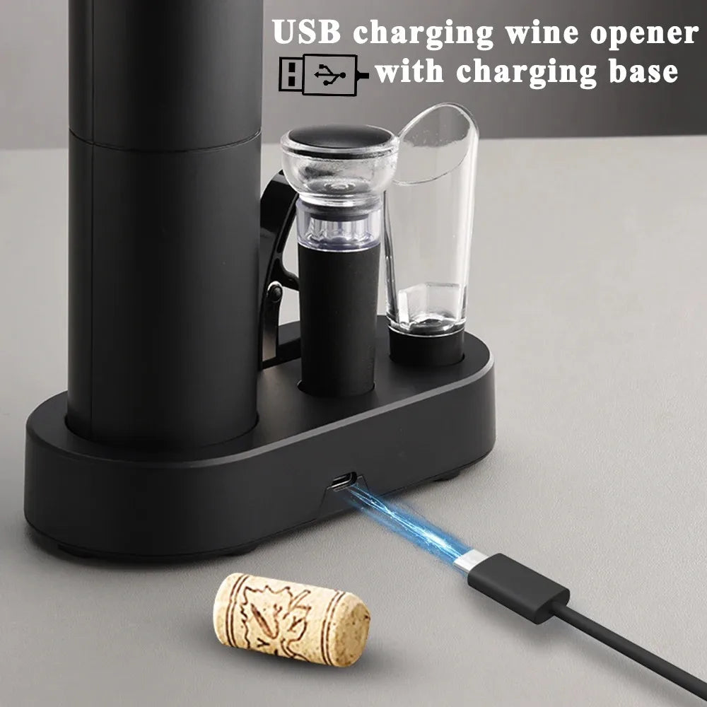 Rechargeable Electric Wine Opener with Charging Base