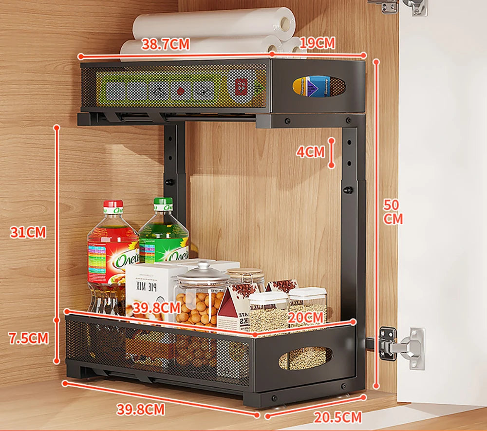 Under-Sink Organizer – Adjustable 2-Tier Pull-Out Cabinet Storage Rack
