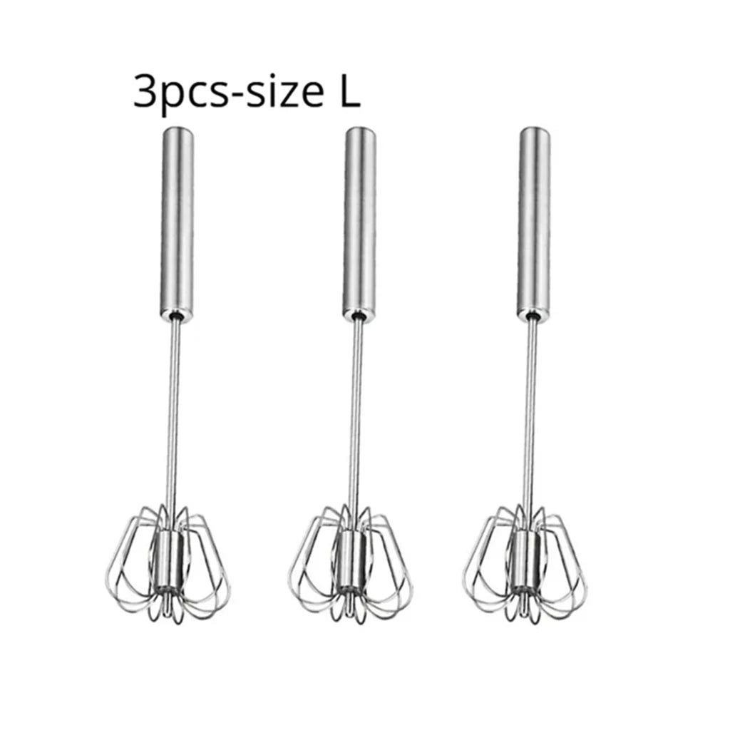 Stainless Steel Automatic Hand Whisk – Minimalist Self-Turning Egg Beater & Cream Mixer