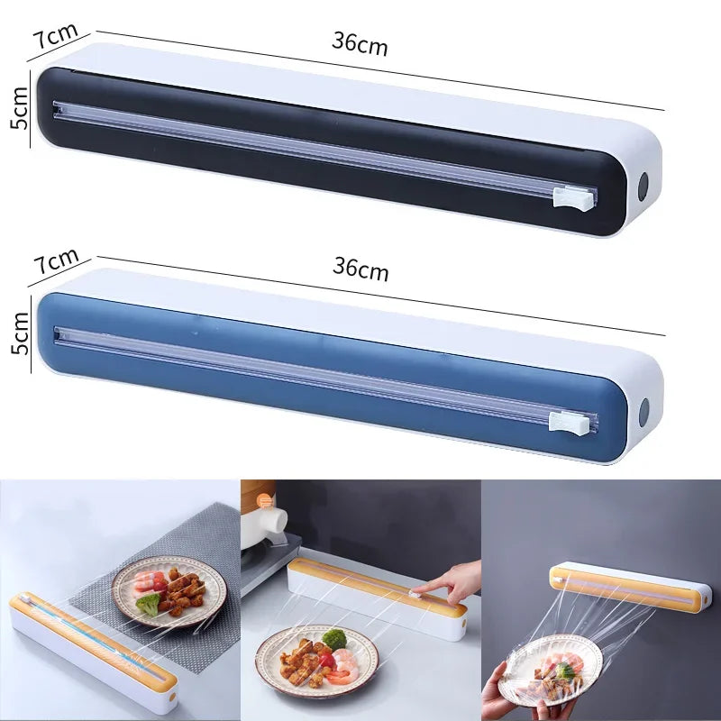 Magnetic Food Wrap Dispenser – Plastic Wrap & Foil Cutter with Storage Box