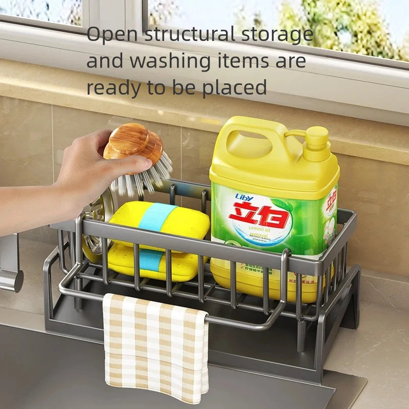 Tap-Mounted Sink Shelf – Cleaning Supply Rack with Drainage