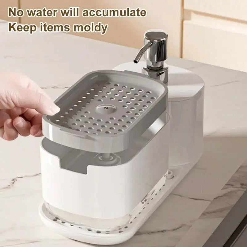 3-in-1 Stainless Steel Soap Dispenser with Sponge Holder & Towel Rack