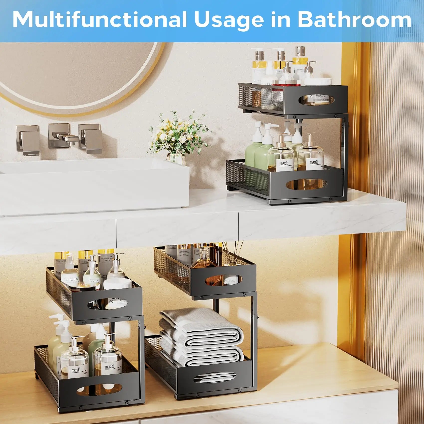 Under-Sink Organizer – Adjustable 2-Tier Pull-Out Cabinet Storage Rack