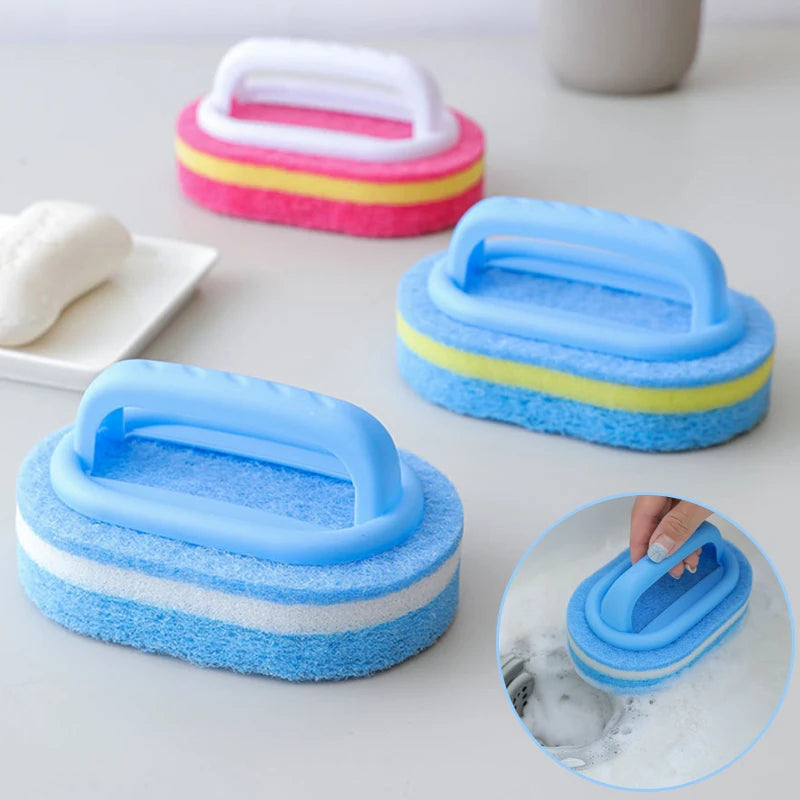 2-in-1 Cleaning Brush with Sponge Handle