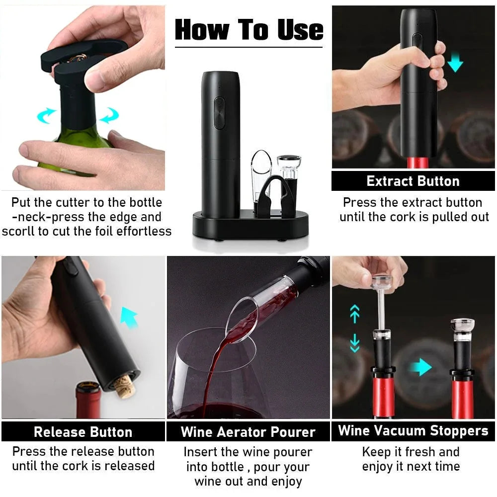 Rechargeable Electric Wine Opener with Charging Base