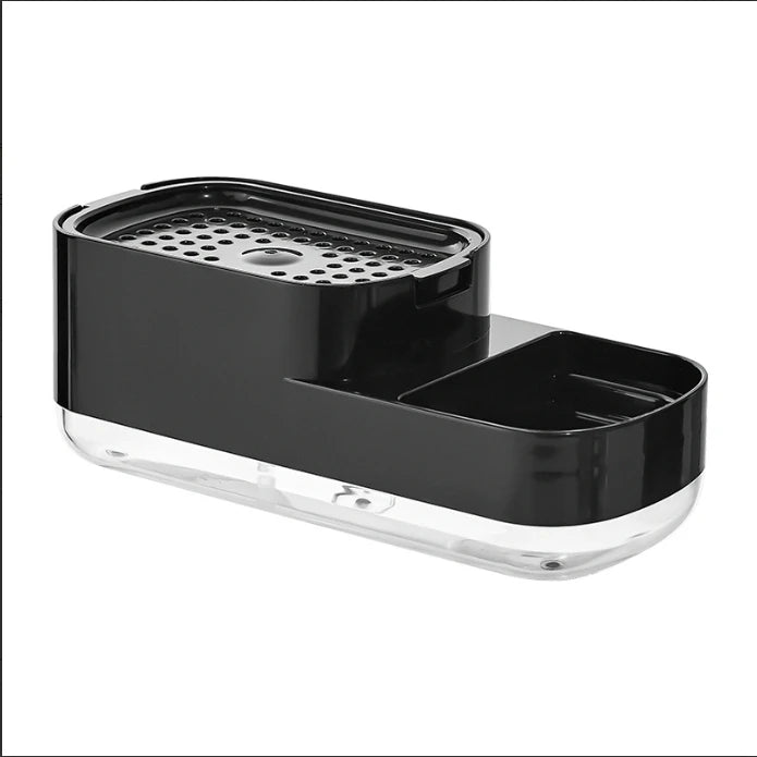 3-in-1 Stainless Steel Soap Dispenser with Sponge Holder & Towel Rack