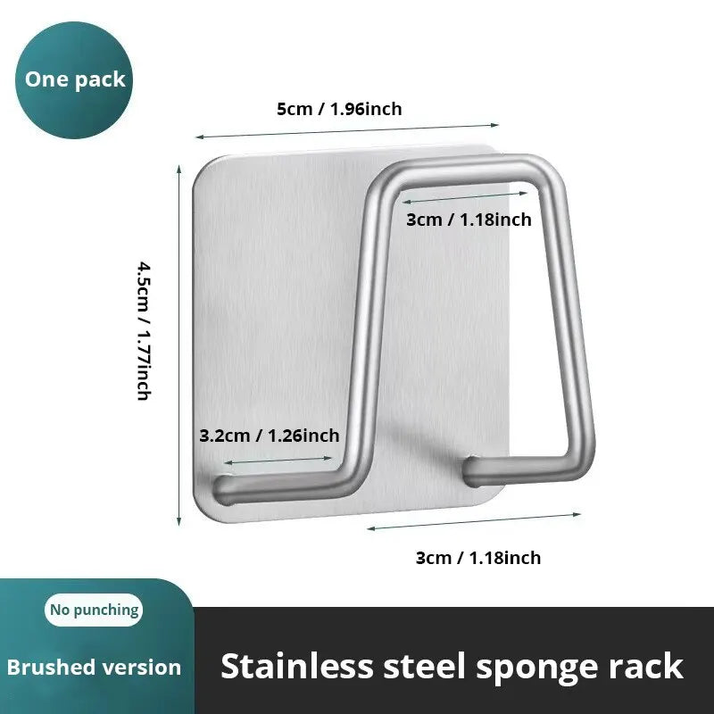 Stainless Steel Sink Sponge Holder – Wall-Mounted Organizer with Drainage