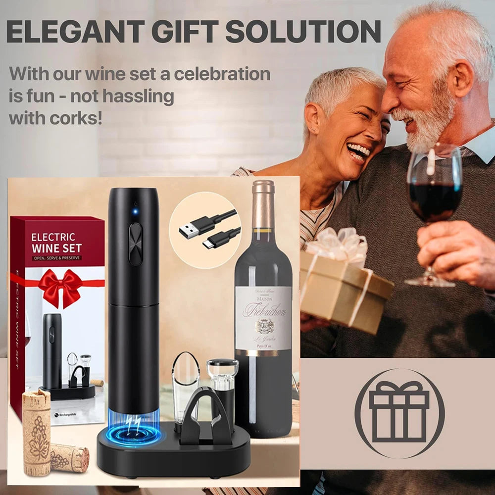 Rechargeable Electric Wine Opener with Charging Base