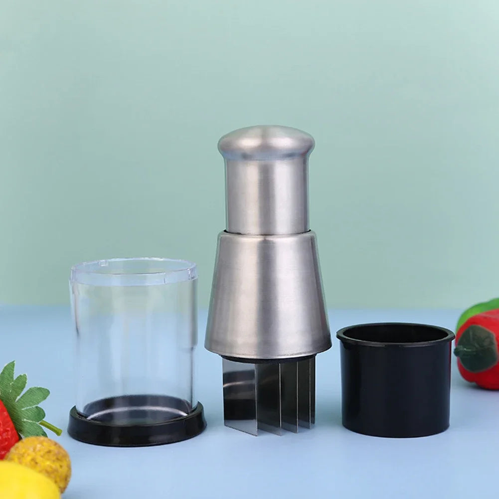 Stainless Steel Mini Hand Chopper – Garlic, Ginger & Herbs