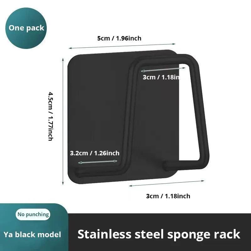 Stainless Steel Sink Sponge Holder – Wall-Mounted Organizer with Drainage