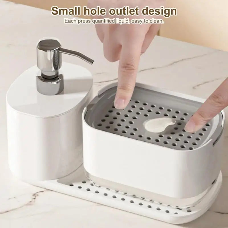 3-in-1 Stainless Steel Soap Dispenser with Sponge Holder & Towel Rack