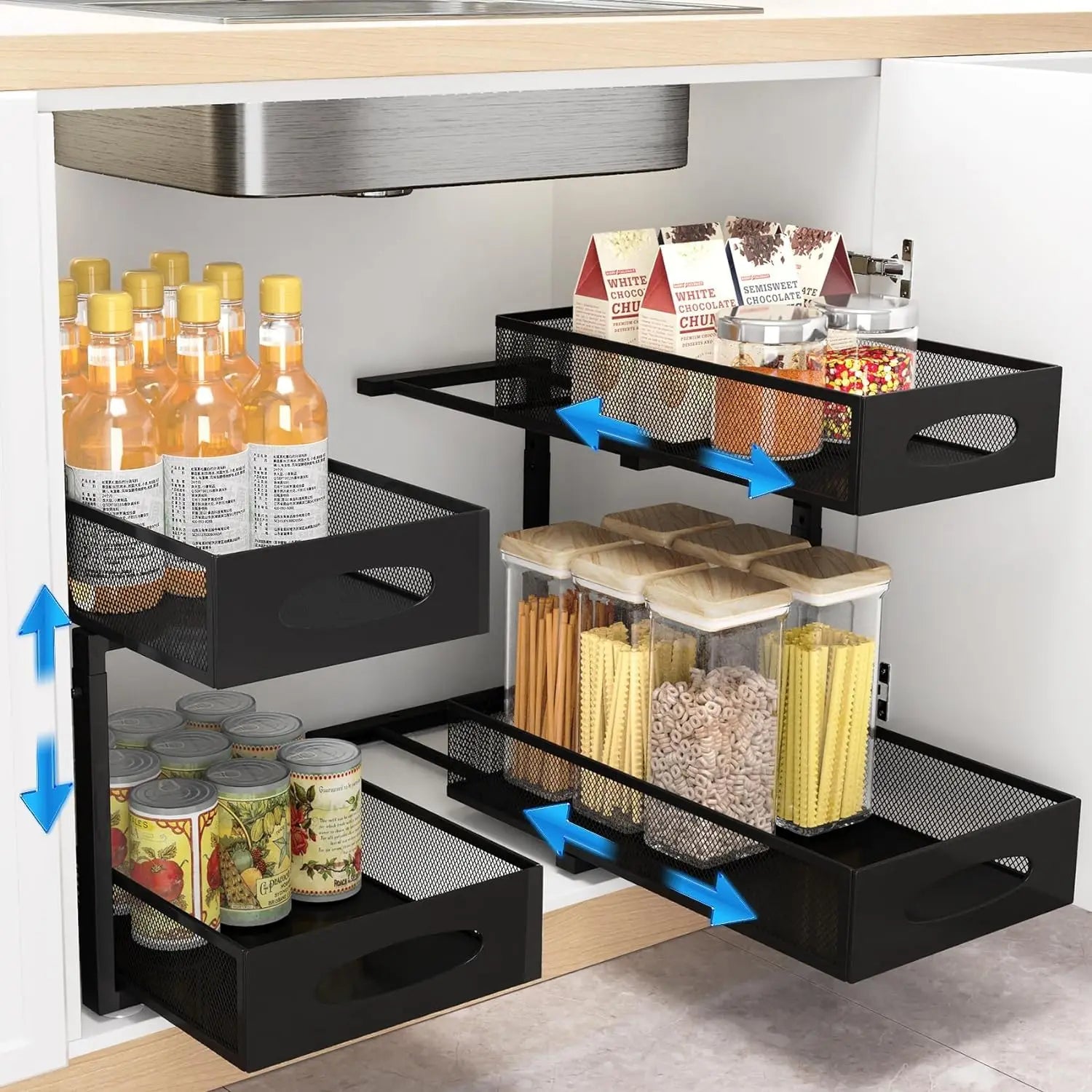 Under-Sink Organizer – Adjustable 2-Tier Pull-Out Cabinet Storage Rack