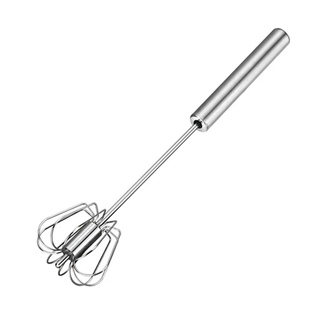 Stainless Steel Automatic Hand Whisk – Minimalist Self-Turning Egg Beater & Cream Mixer
