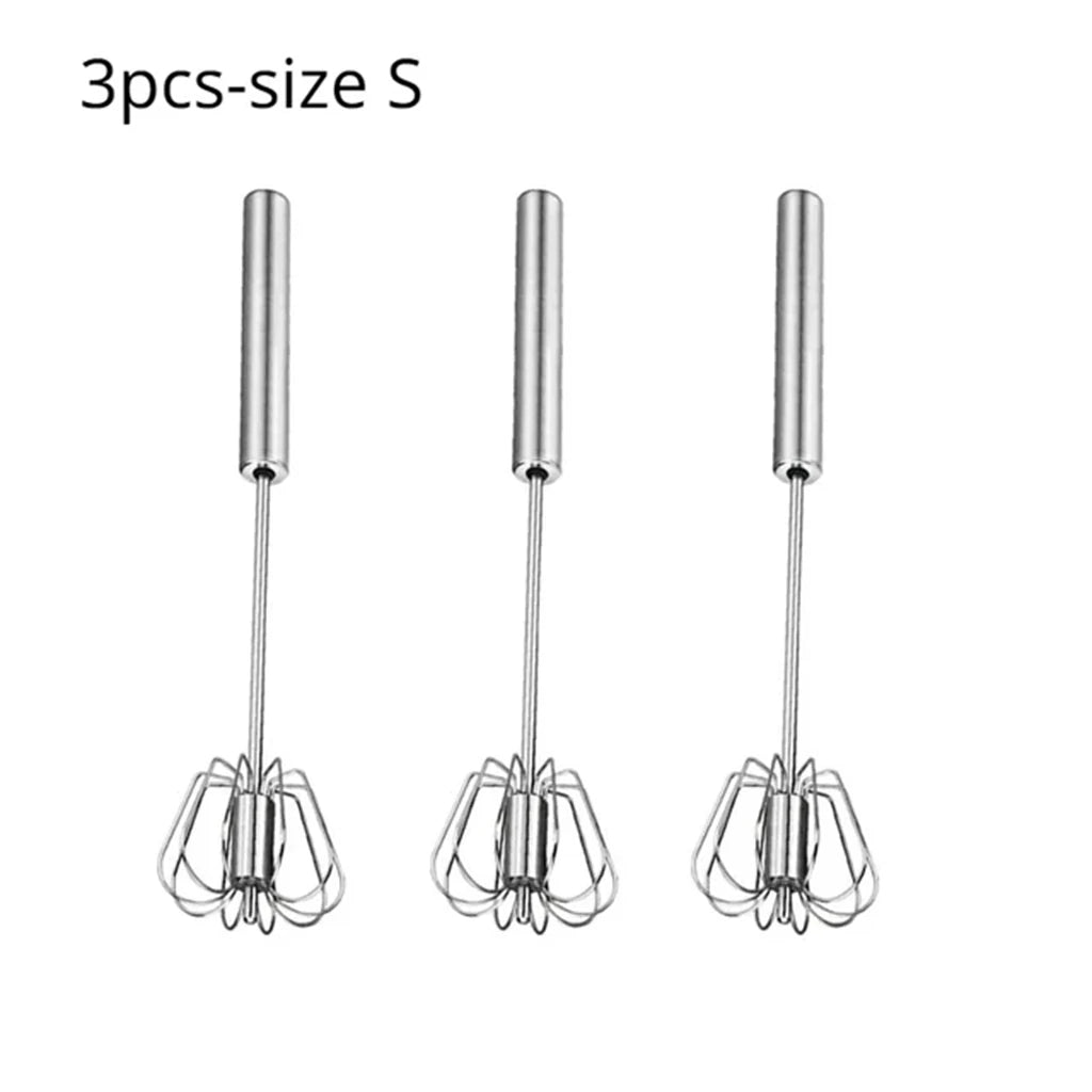 Stainless Steel Automatic Hand Whisk – Minimalist Self-Turning Egg Beater & Cream Mixer