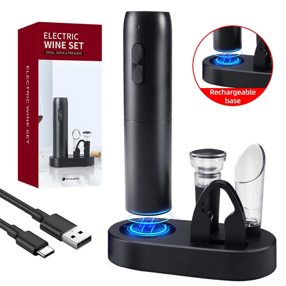Rechargeable Electric Wine Opener with Charging Base