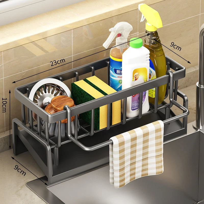 Tap-Mounted Sink Shelf – Cleaning Supply Rack with Drainage