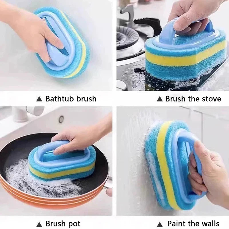 2-in-1 Cleaning Brush with Sponge Handle