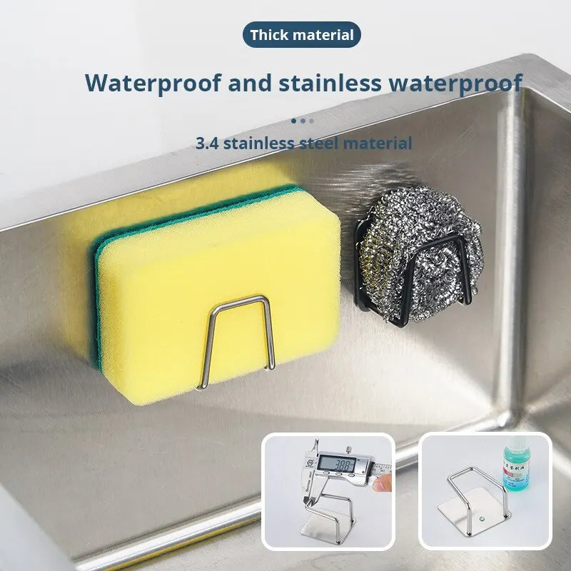 Stainless Steel Sink Sponge Holder – Wall-Mounted Organizer with Drainage