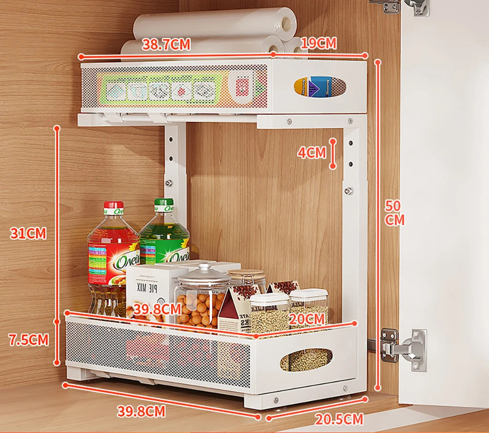 Under-Sink Organizer – Adjustable 2-Tier Pull-Out Cabinet Storage Rack