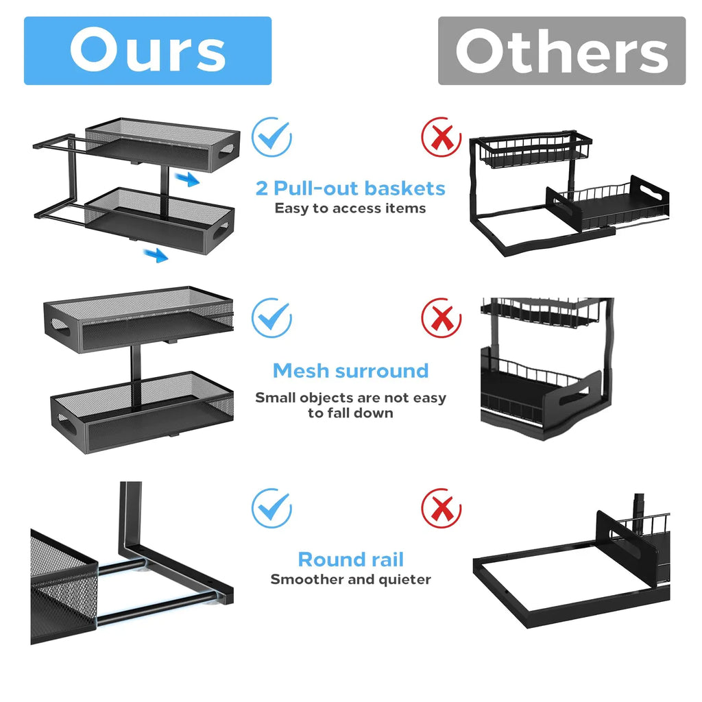 Under-Sink Organizer – Adjustable 2-Tier Pull-Out Cabinet Storage Rack