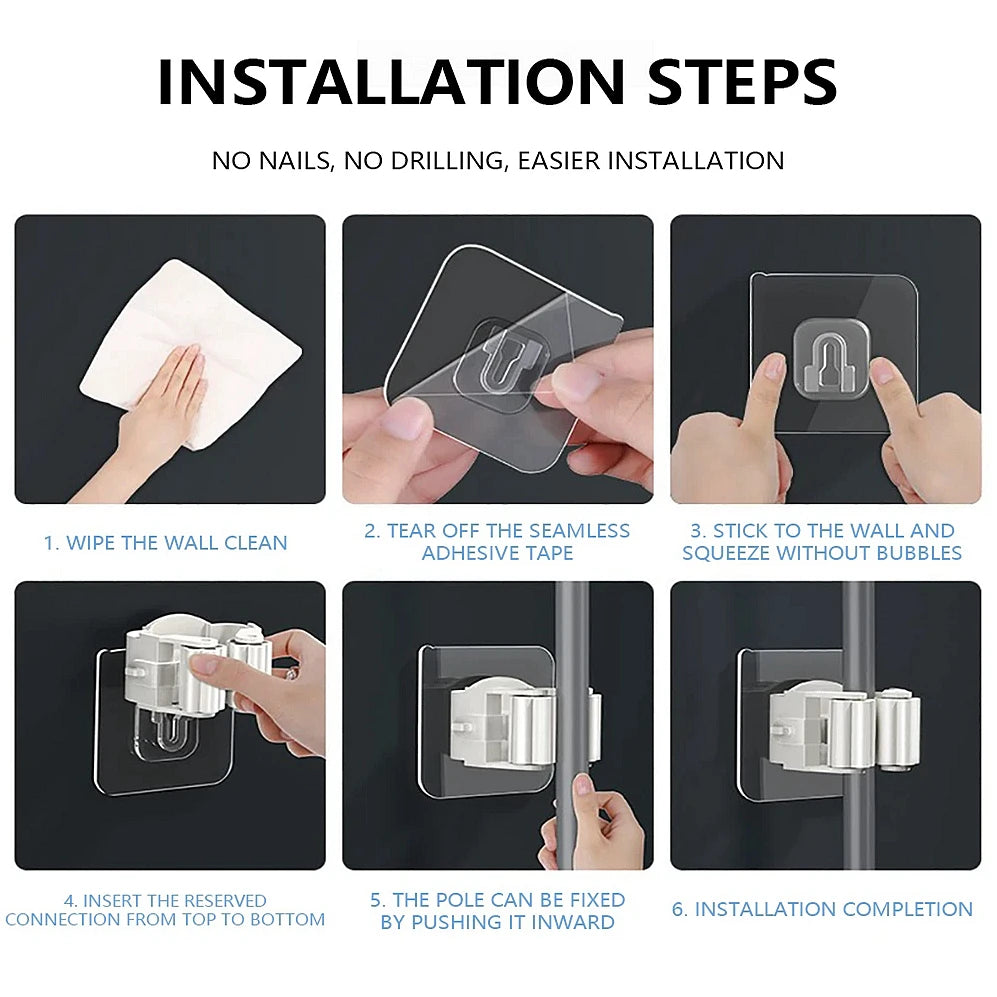 Mop & Broom Holder – Multi-Purpose Minimalistic Wall Hooks