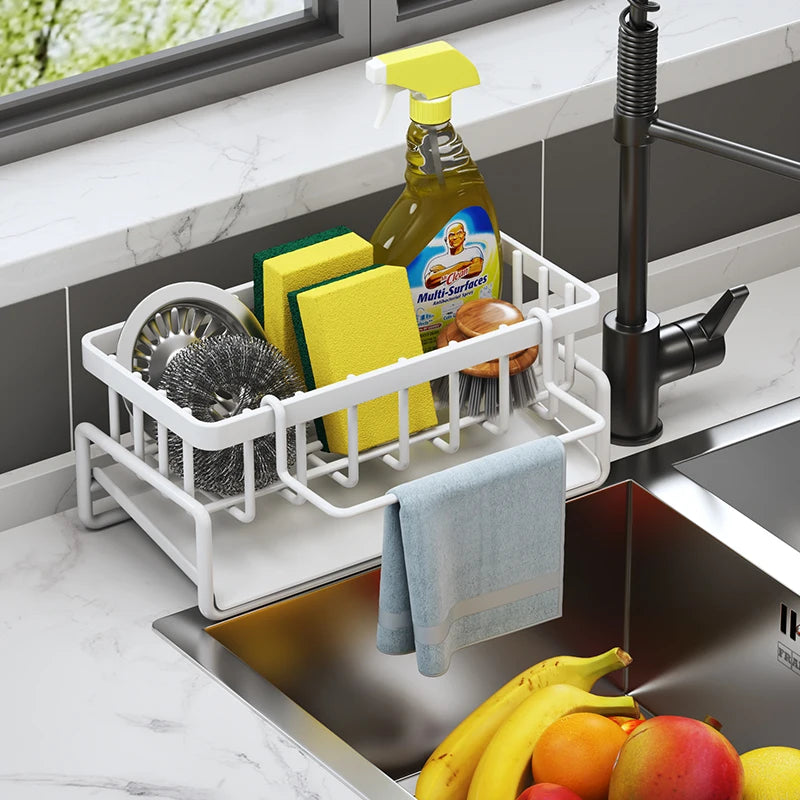Tap-Mounted Sink Shelf – Cleaning Supply Rack with Drainage