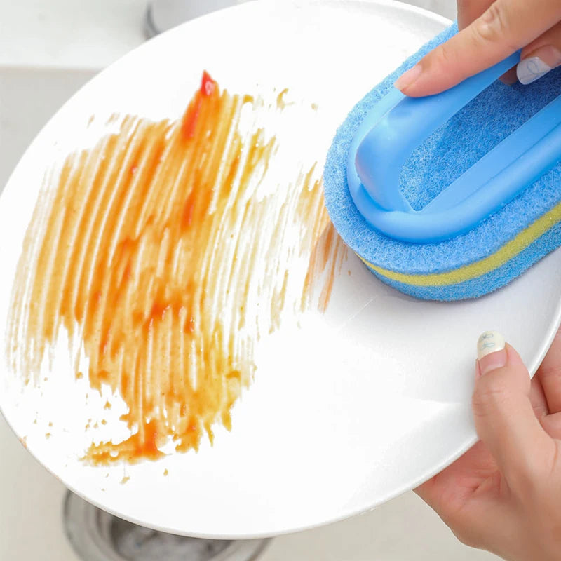 2-in-1 Cleaning Brush with Sponge Handle