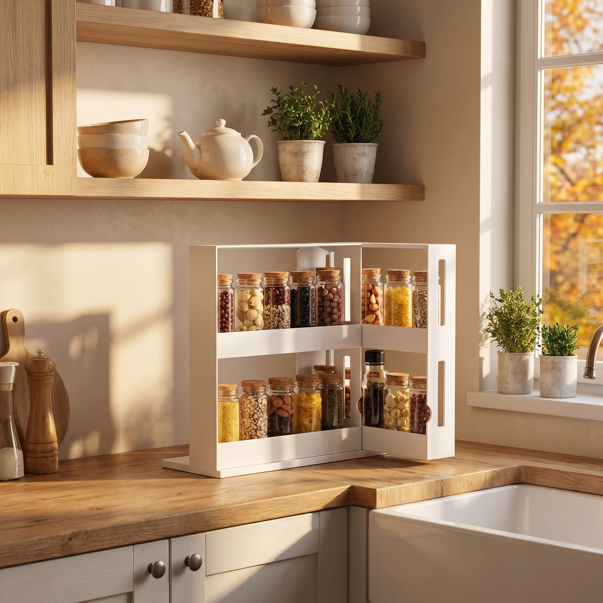 90° Swivel Spice Rack – Countertop Storage Organizer