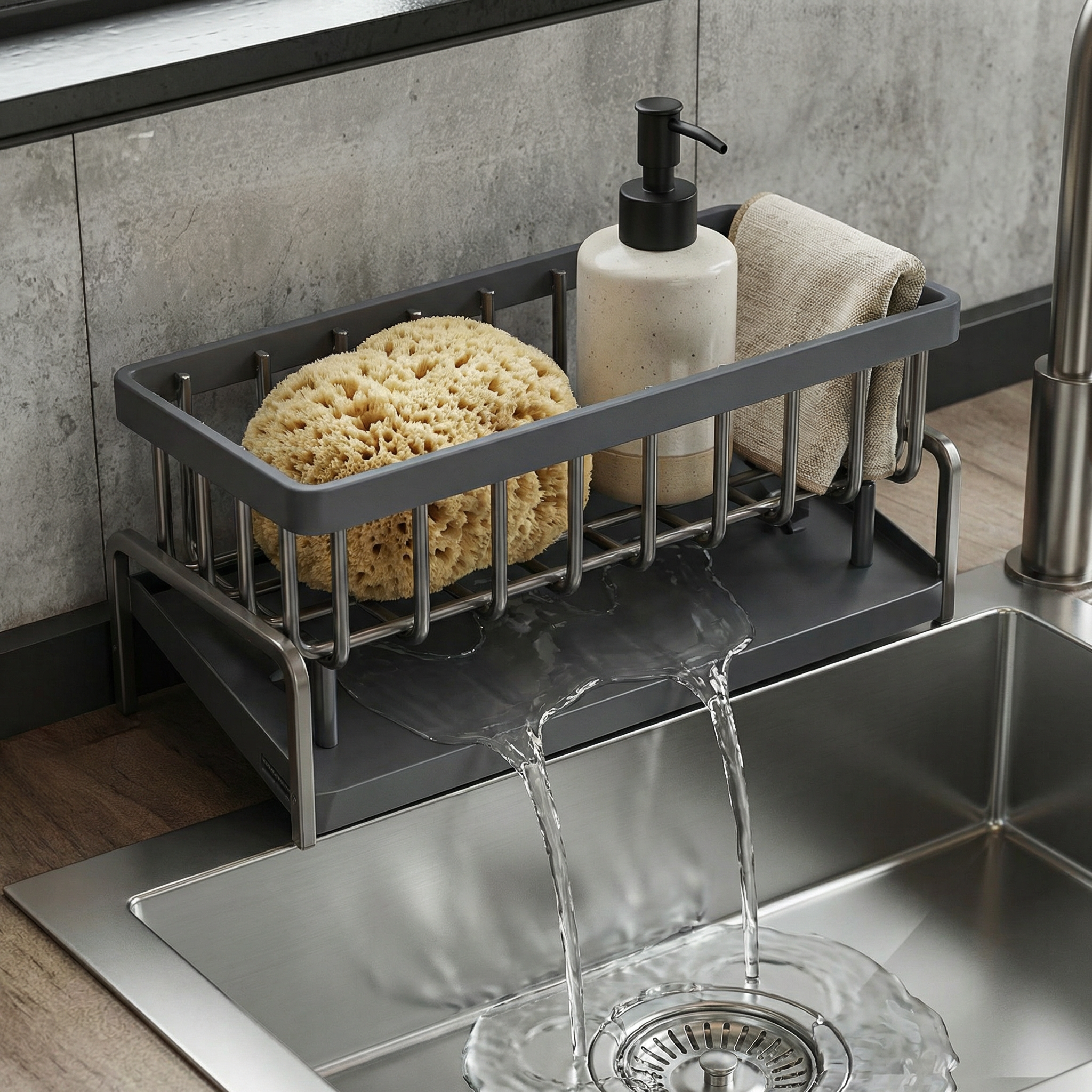 Tap-Mounted Sink Shelf – Cleaning Supply Rack with Drainage