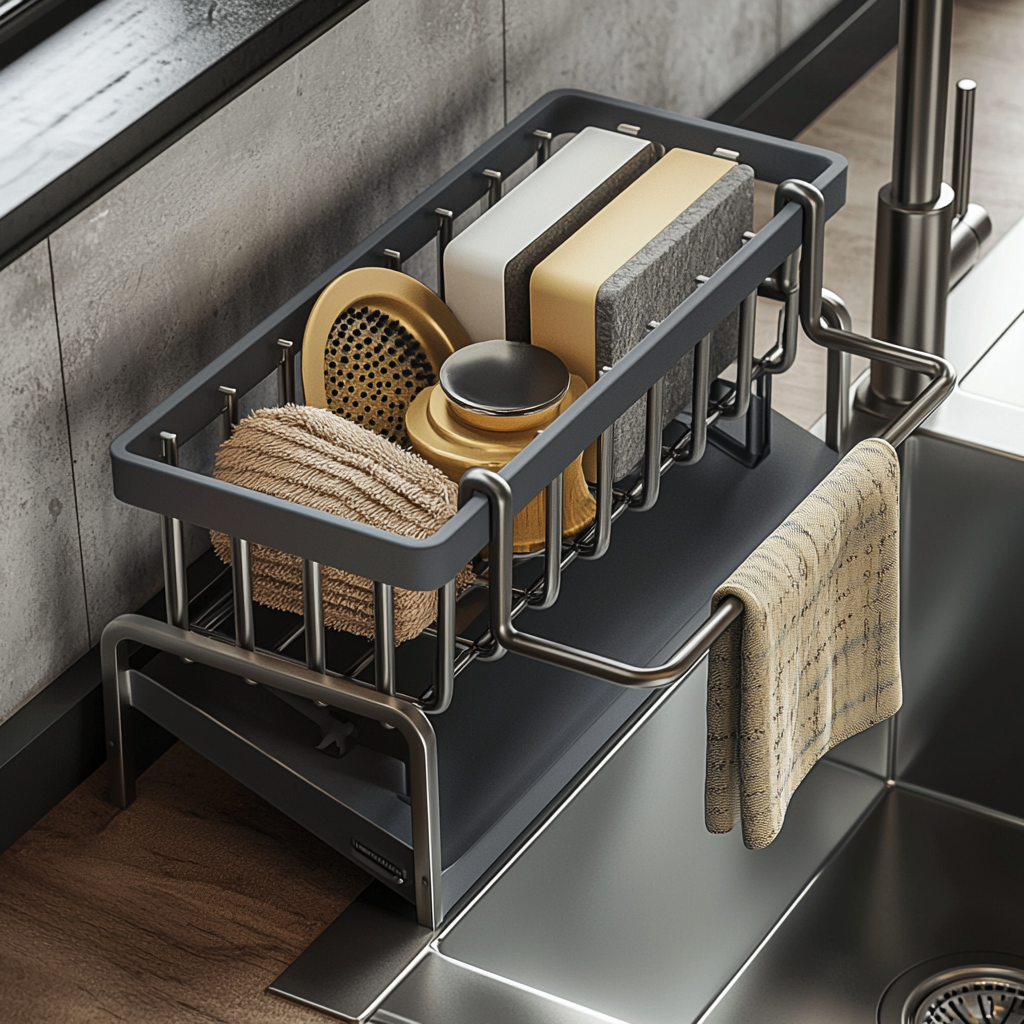 Tap-Mounted Sink Shelf – Cleaning Supply Rack with Drainage