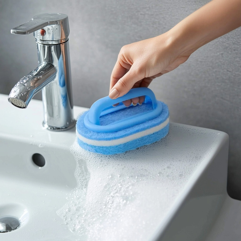 2-in-1 Cleaning Brush with Sponge Handle